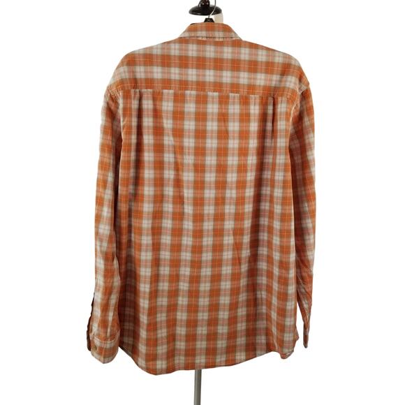Timberland Orange Cream Green Plaid Mens Button Down Shirt Long Sleeve XXL - Picture 2 of 3